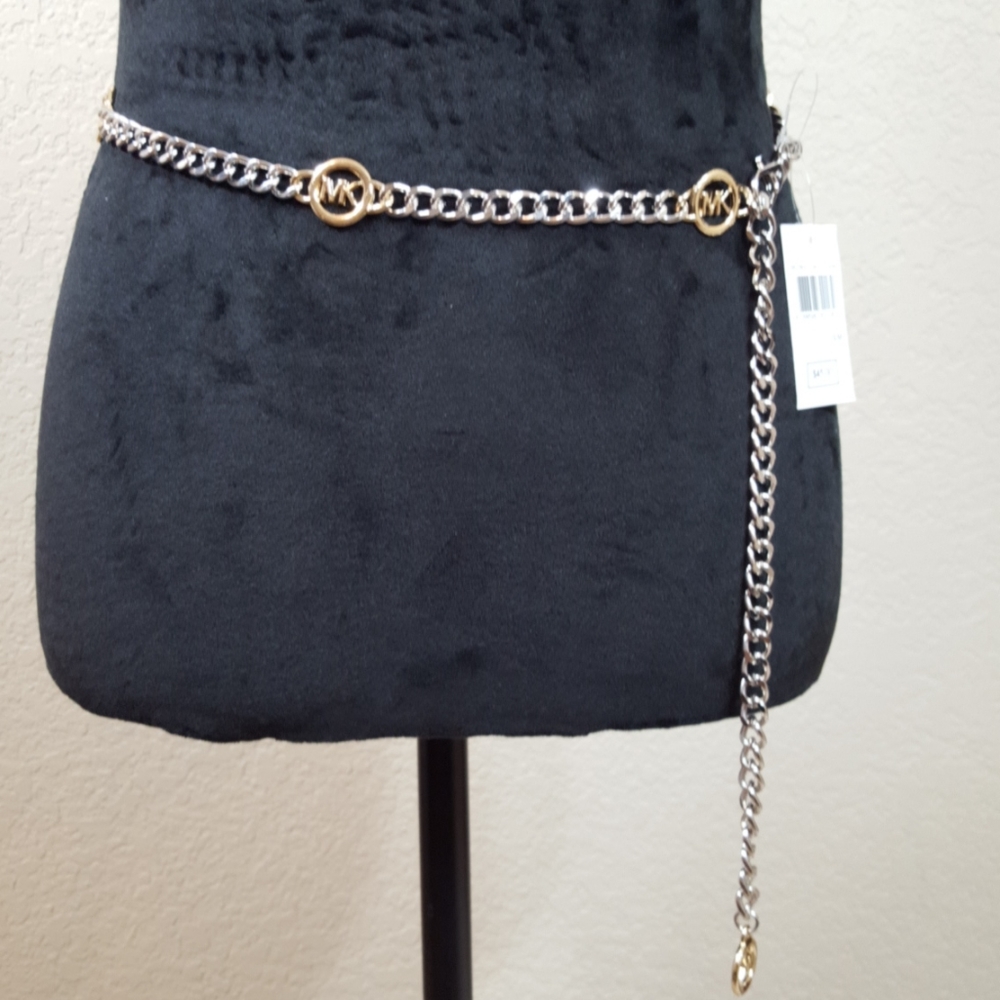 NWT Michael Kors Silver And Gold Chain Belt S /M
